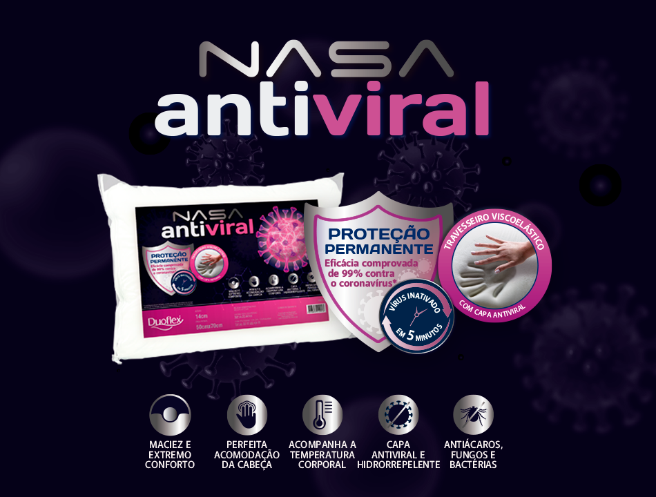 TRAVESSEIRO NASA ANTIVIRAL: CONFORTO E PROTEÇÃO PARA O SEU SONO